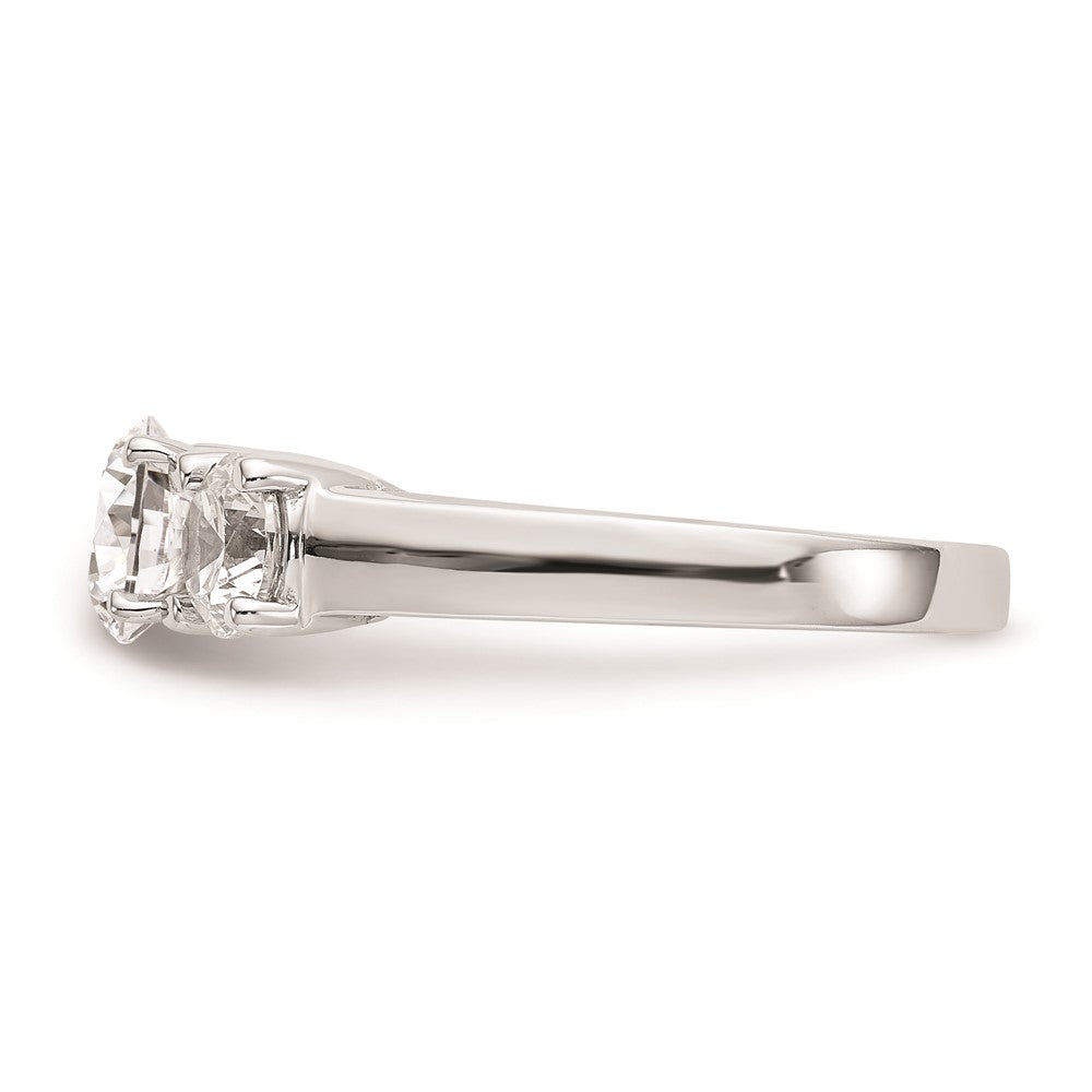14K White Gold 3-Stone Peg Set Center (Holds (2-5.00mm) Round Sides) Engagement Ring Mounting