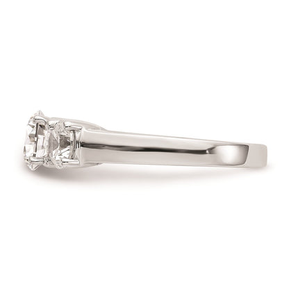 14K White Gold 3-Stone Peg Set Center (Holds (2-5.00mm) Round Sides) Engagement Ring Mounting