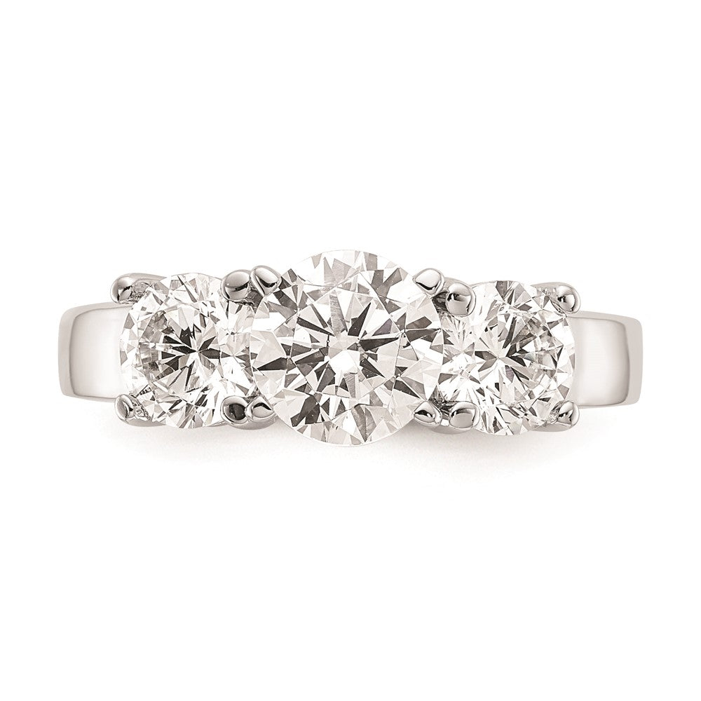 14K White Gold 3-Stone Peg Set Center (Holds (2-5.00mm) Round Sides) Engagement Ring Mounting