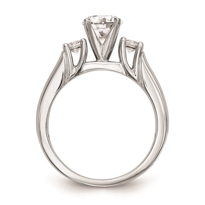 14K White Gold 3-Stone Peg Set Center (Holds (2-2.9mm) Round Sides) Engagement Ring Mounting