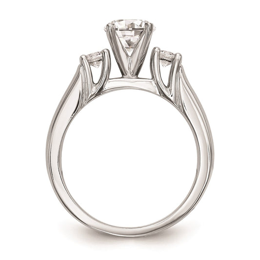14K White Gold 3-Stone Peg Set Center (Holds (2-2.9mm) Round Sides) Engagement Ring Mounting
