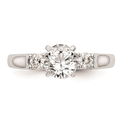 14K White Gold 3-Stone Peg Set Center (Holds (2-2.9mm) Round Sides) Engagement Ring Mounting