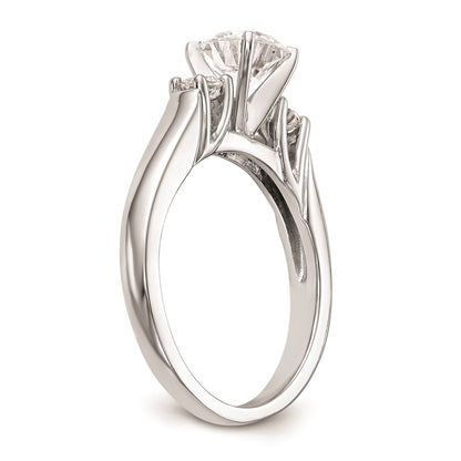 14K White Gold 3-Stone Peg Set Center (Holds (2-2.9mm) Round Sides) Engagement Ring Mounting