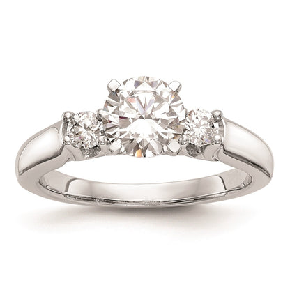 14K White Gold 3-Stone Peg Set Center (Holds (2-2.9mm) Round Sides) Engagement Ring Mounting