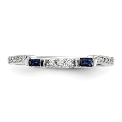 14k White Gold 1/10 carat Diamond and Sapphire Complete Wedding Band