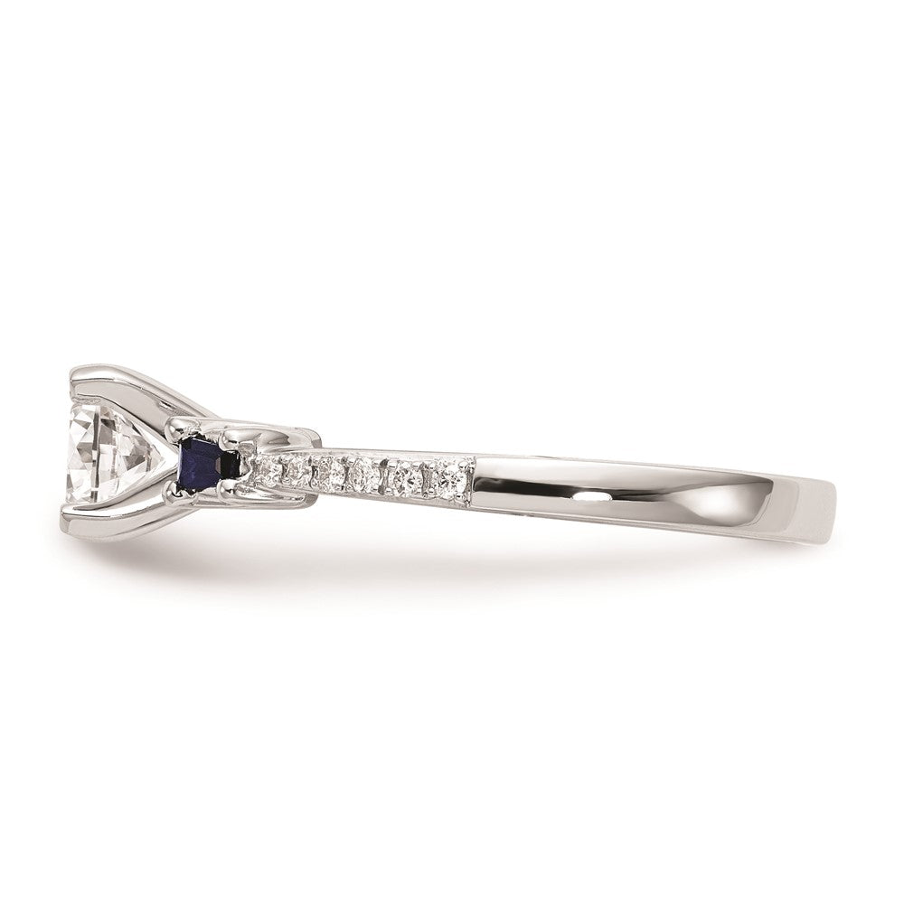 14k White Gold 3-stone Dia Peg Set w/Sapphire Semi-Mount Including 2-Sapphire Side Stones Engagement Ring
