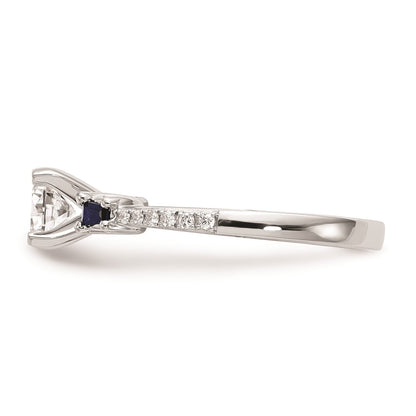 14k White Gold 3-stone Dia Peg Set w/Sapphire Semi-Mount Including 2-Sapphire Side Stones Engagement Ring