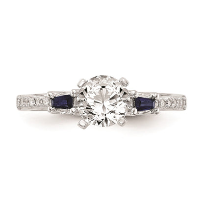 14k White Gold 3-stone Dia Peg Set w/Sapphire Semi-Mount Including 2-Sapphire Side Stones Engagement Ring