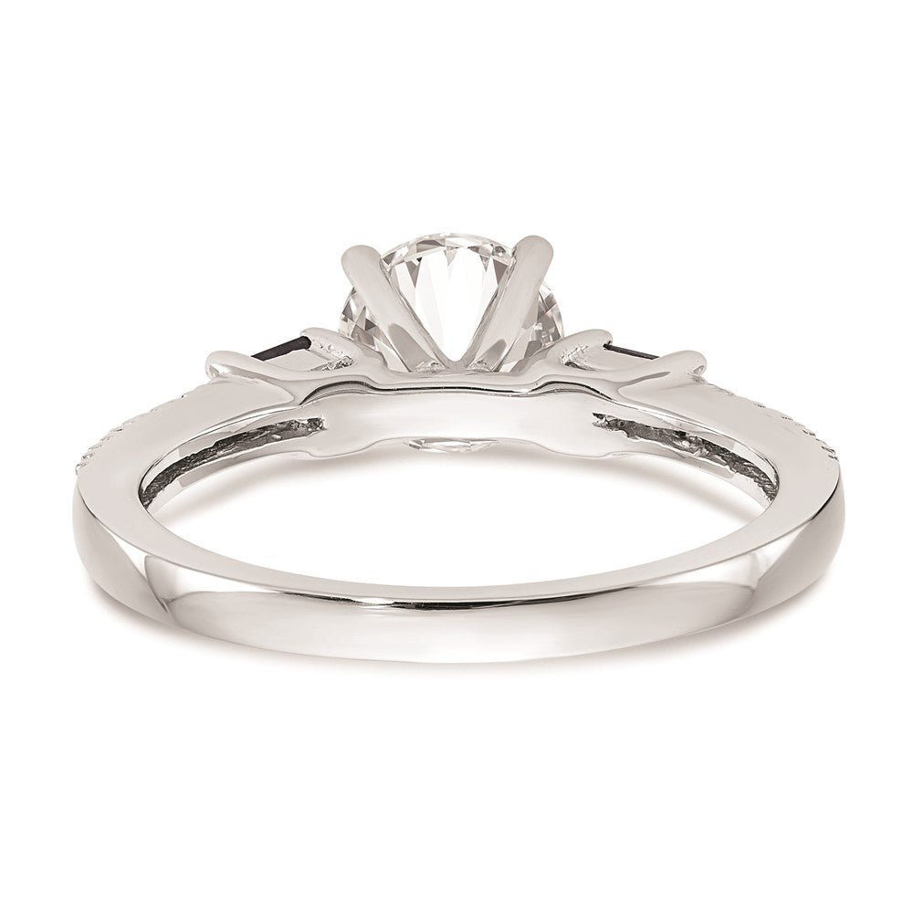 14k White Gold 3-stone Dia Peg Set w/Sapphire Semi-Mount Including 2-Sapphire Side Stones Engagement Ring