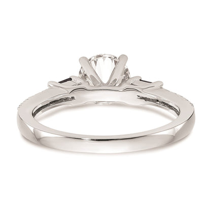 14k White Gold 3-stone Dia Peg Set w/Sapphire Semi-Mount Including 2-Sapphire Side Stones Engagement Ring