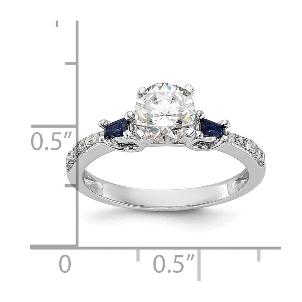 14k White Gold 3-stone Dia Peg Set w/Sapphire Semi-Mount Including 2-Sapphire Side Stones Engagement Ring