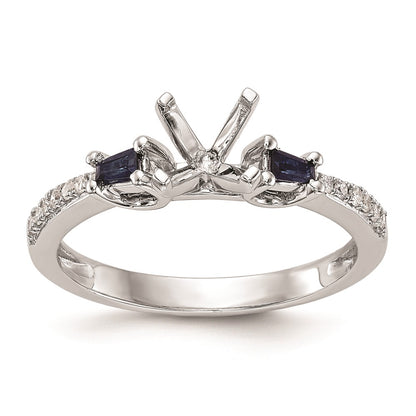 14k White Gold 3-stone Dia Peg Set w/Sapphire Semi-Mount Including 2-Sapphire Side Stones Engagement Ring