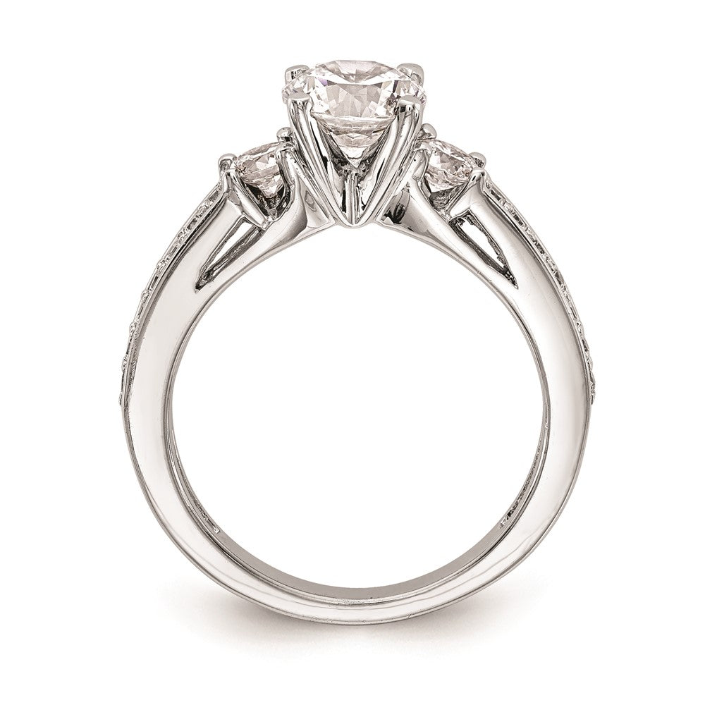 14K White Gold 3-Stone Plus Peg Set Center 1/5 carat Diamond Semi-mount Engagement Ring
