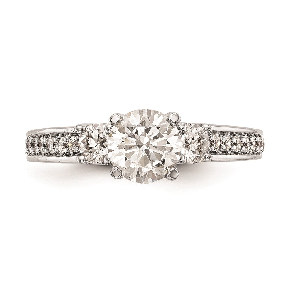 14K White Gold 3-Stone Plus Peg Set Center 1/5 carat Diamond Semi-mount Engagement Ring