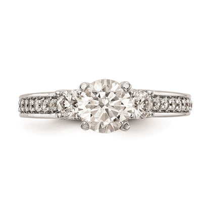 14K White Gold 3-Stone Plus Peg Set Center 1/5 carat Diamond Semi-mount Engagement Ring
