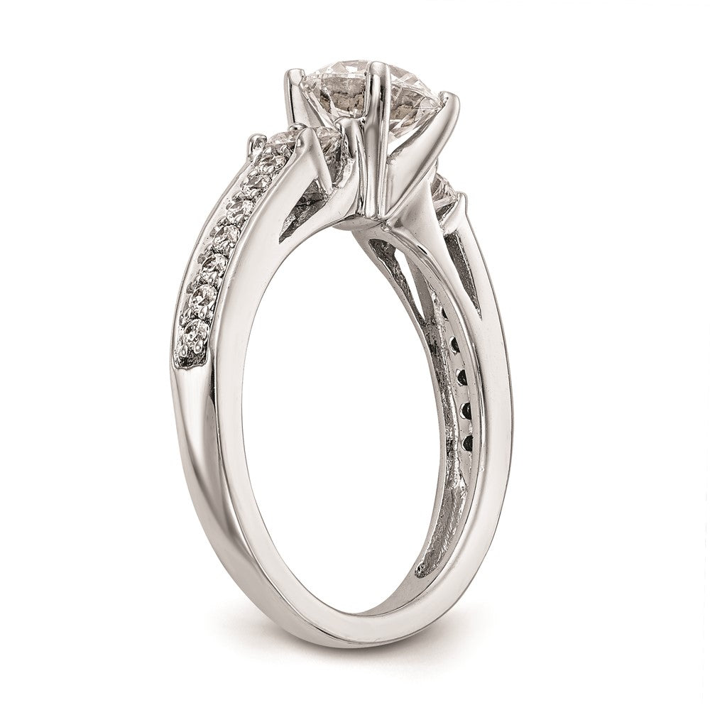 14K White Gold 3-Stone Plus Peg Set Center 1/5 carat Diamond Semi-mount Engagement Ring
