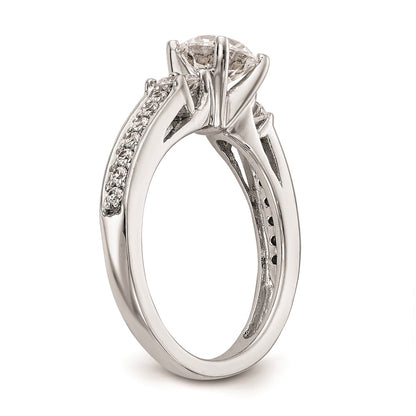 14K White Gold 3-Stone Plus Peg Set Center 1/5 carat Diamond Semi-mount Engagement Ring