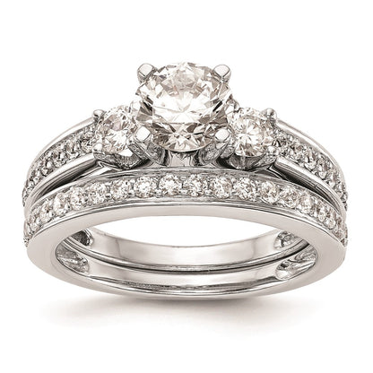 14K White Gold 3-Stone Plus Peg Set Center 1/5 carat Diamond Semi-mount Engagement Ring