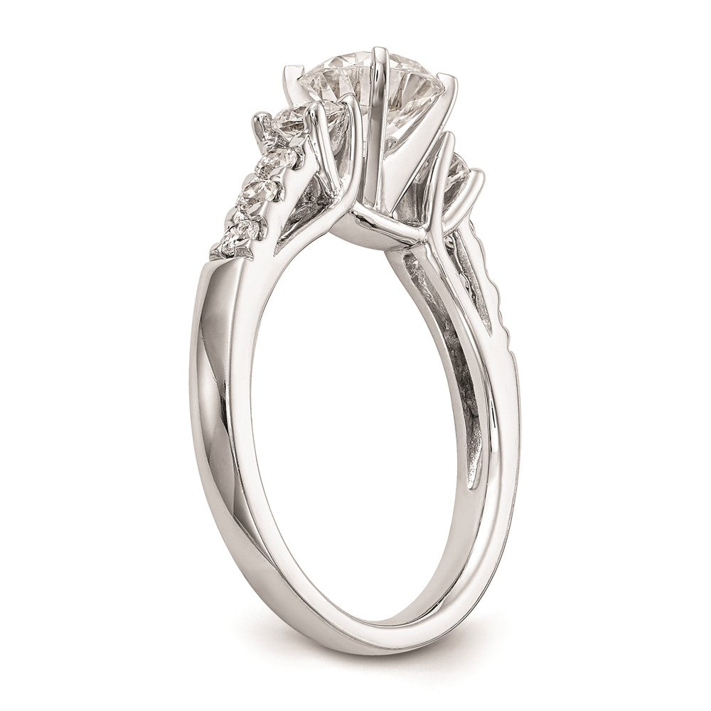 14K White Gold 3-Stone Plus Peg Set Center 1/5 carat Diamond Semi-mount Engagement Ring