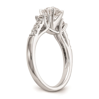 14K White Gold 3-Stone Plus Peg Set Center 1/5 carat Diamond Semi-mount Engagement Ring