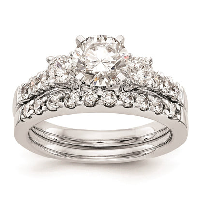 14K White Gold 3-Stone Plus Peg Set Center 1/5 carat Diamond Semi-mount Engagement Ring