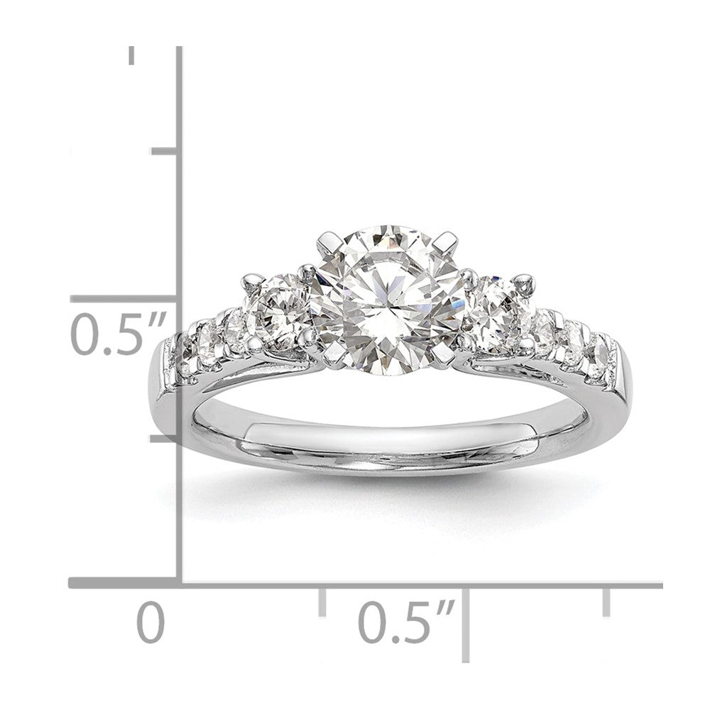 14K White Gold 3-Stone Plus Peg Set Center 1/5 carat Diamond Semi-mount Engagement Ring