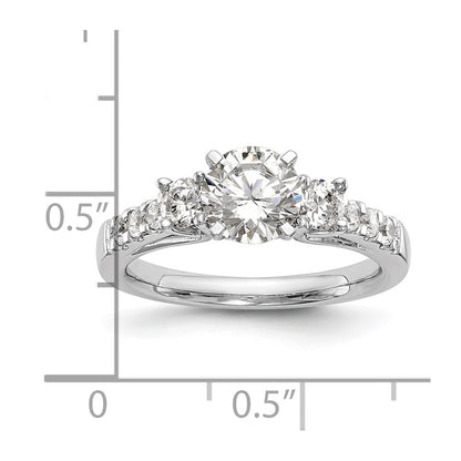 14K White Gold 3-Stone Plus Peg Set Center 1/5 carat Diamond Semi-mount Engagement Ring