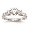 14K White Gold 3-Stone Plus Peg Set Center 1/5 carat Diamond Semi-mount Engagement Ring