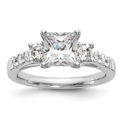 14K White Gold 3-Stone Plus Peg Set Center 1/5 carat Diamond Semi-mount Engagement Ring