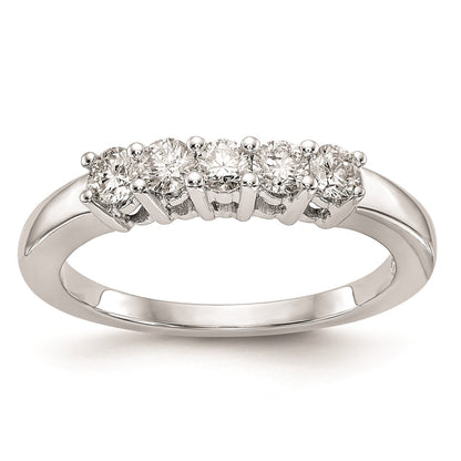 14K White Gold 5-Stone Diamond Wedding Band Mounting