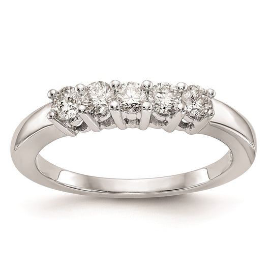 14K White Gold 5-Stone Diamond Wedding Band Mounting