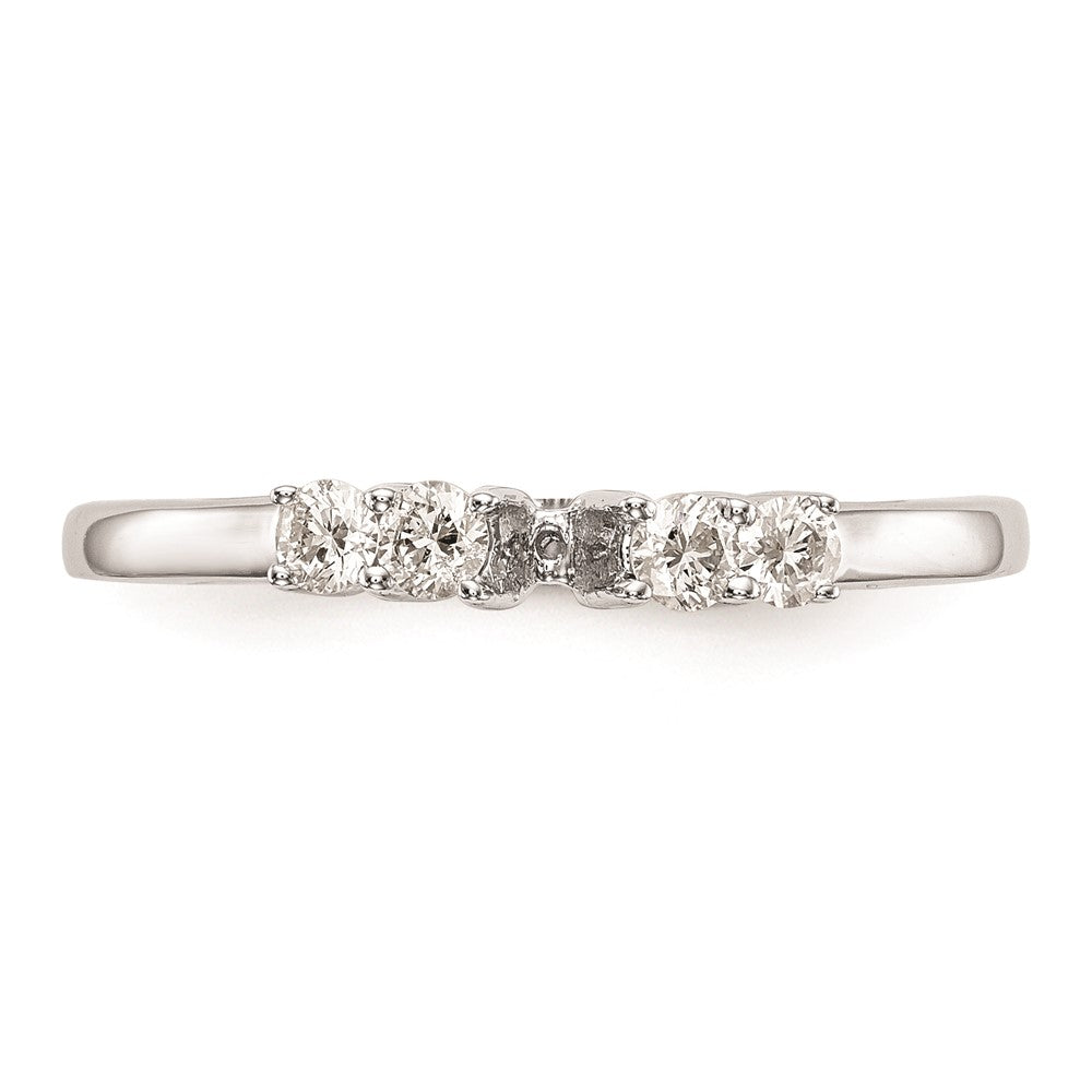 14K White Gold 5-Stone Peg Set Center (Holds (2-2.4mm/2-2.3mm) Round Sides) Engagement Ring Mounting