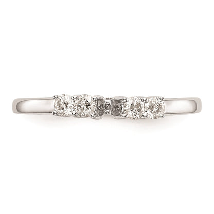 14K White Gold 5-Stone Peg Set Center (Holds (2-2.4mm/2-2.3mm) Round Sides) Engagement Ring Mounting