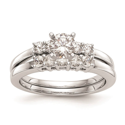 14K White Gold 5-Stone Peg Set Center (Holds (2-2.4mm/2-2.3mm) Round Sides) Engagement Ring Mounting