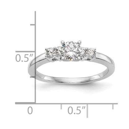 14K White Gold 5-Stone Peg Set Center (Holds (2-2.4mm/2-2.3mm) Round Sides) Engagement Ring Mounting