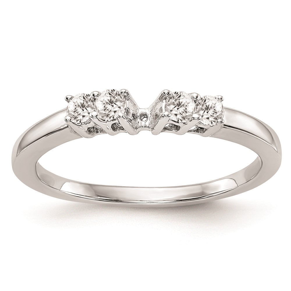 14K White Gold 5-Stone Peg Set Center (Holds (2-2.4mm/2-2.3mm) Round Sides) Engagement Ring Mounting