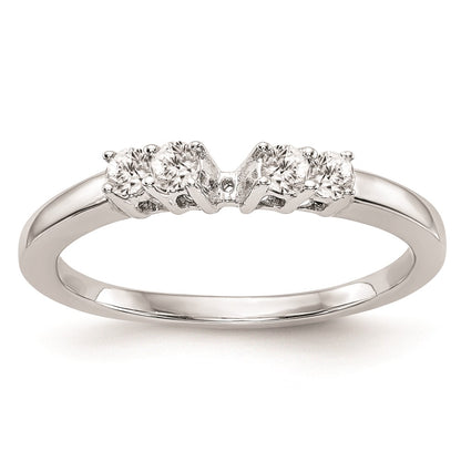 14K White Gold 5-Stone Peg Set Center (Holds (2-2.4mm/2-2.3mm) Round Sides) Engagement Ring Mounting