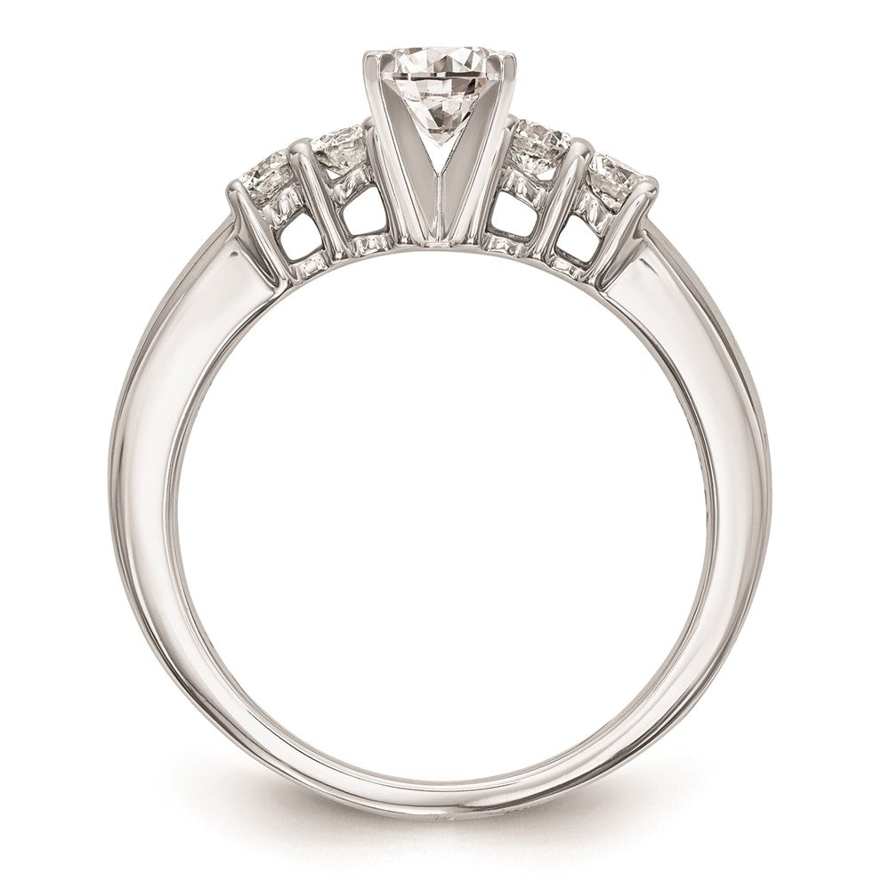 14K White Gold 5-Stone Peg Set Center (Holds (2-2.8mm/2-2.7mm) Round Sides) Engagement Ring Mounting