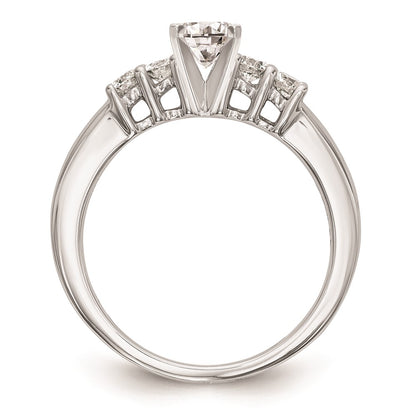 14K White Gold 5-Stone Peg Set Center (Holds (2-2.8mm/2-2.7mm) Round Sides) Engagement Ring Mounting
