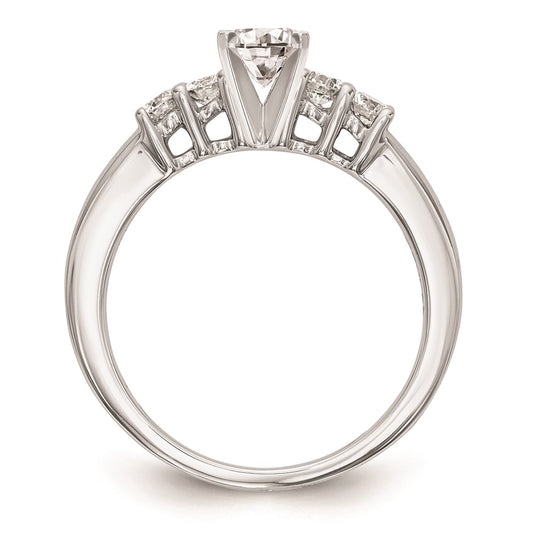 14K White Gold 5-Stone Peg Set Center (Holds (2-2.8mm/2-2.7mm) Round Sides) Engagement Ring Mounting