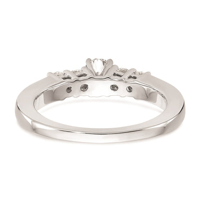 14K White Gold 5-Stone Peg Set Center (Holds (2-2.8mm/2-2.7mm) Round Sides) Engagement Ring Mounting