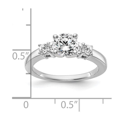 14K White Gold 5-Stone Peg Set Center (Holds (2-2.8mm/2-2.7mm) Round Sides) Engagement Ring Mounting