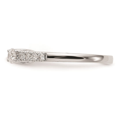 14K White Gold 3-Stone Plus Peg Set Center Diamond Semi-mount Engagement Ring