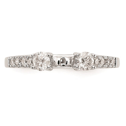 14K White Gold 3-Stone Plus Peg Set Center Diamond Semi-mount Engagement Ring