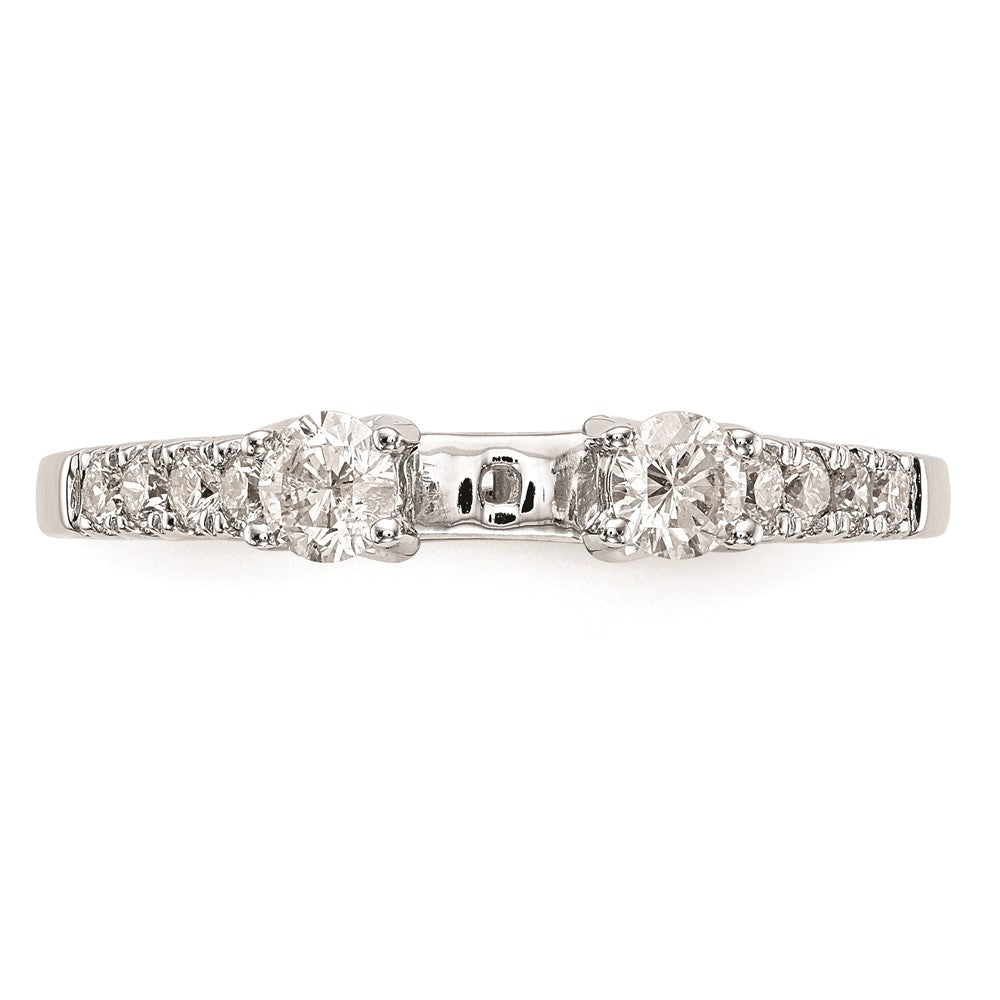 14K White Gold 3-Stone Plus Peg Set Center (Holds (2-3.4mm) Round Sides) Engagement Ring Mounting