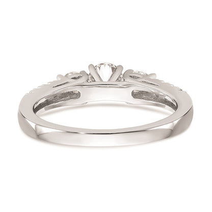 14K White Gold 3-Stone Plus Peg Set Center Diamond Semi-mount Engagement Ring