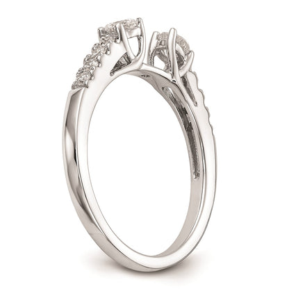 14K White Gold 3-Stone Plus Peg Set Center Diamond Semi-mount Engagement Ring