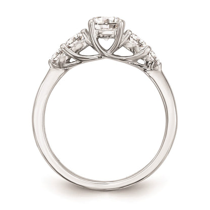 14K White Gold 5-Stone (Holds 1/2 carat (5.2mm) Round Center and (2-3.6/2-2.6) Round Sides) Engagement Ring Mounting