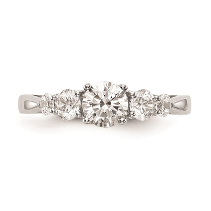 14K White Gold 5-Stone (Holds 1/2 carat (5.2mm) Round Center and (2-3.6/2-2.6) Round Sides) Engagement Ring Mounting