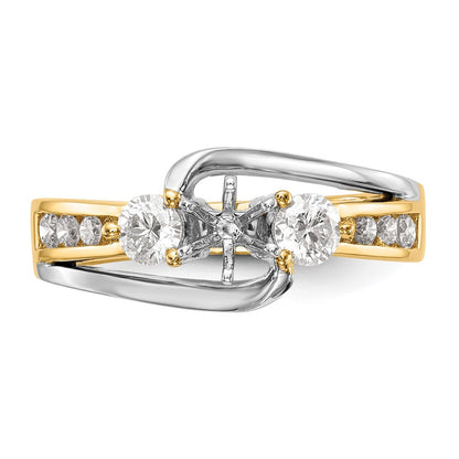 14k Two-tone 5/8 carat Lab Grown Diamond VS/SI+ G+ Semi Mount Peg Set Engagement Ring